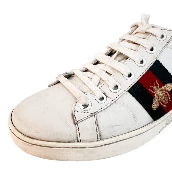 Gucci White Leather r Ace Low Top Sneakers - Picture 10 of 11